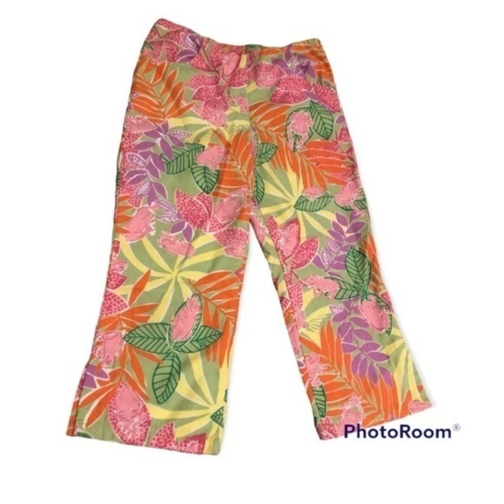 Vintage White Tag Lilly Pulitzer girls SZ 8 Bottoms Up frog print‎ cotton pants